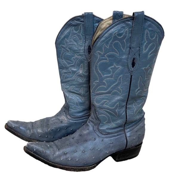 Villano Boots - Baby Blue 100% Leather Cowboy Boots - Men’s 8/ Women’s 9.5 - Picture 1 of 7